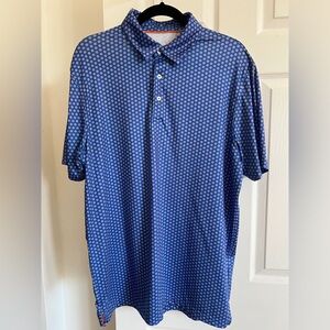Men's Blue Geometric Polo Shirt